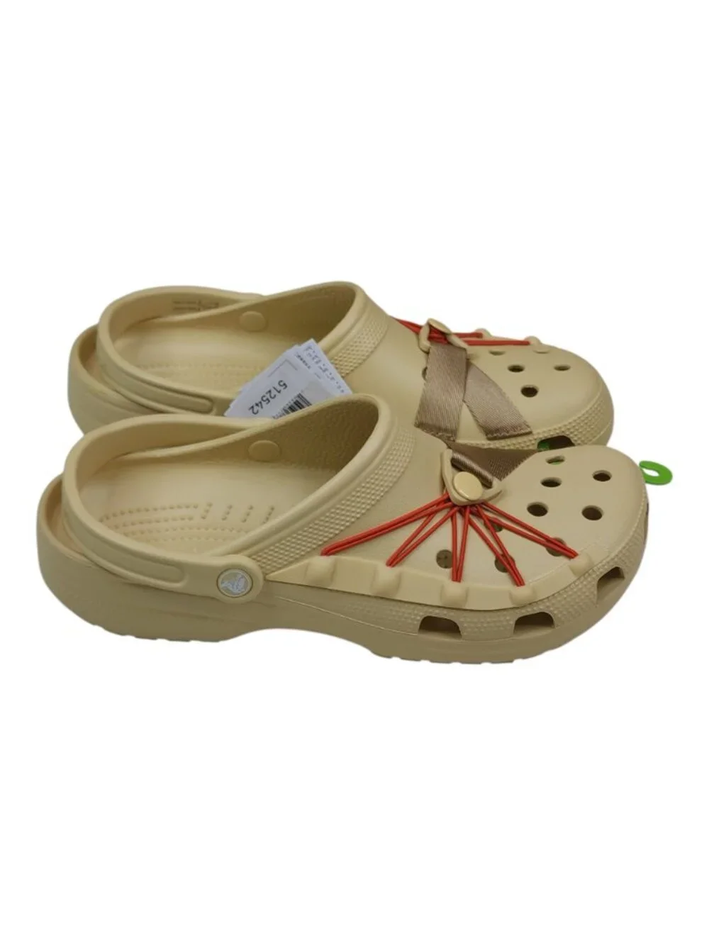 Crocs Classic Lockdown Clog Beige With Red Details Mens Size 12 Adjustable Strap